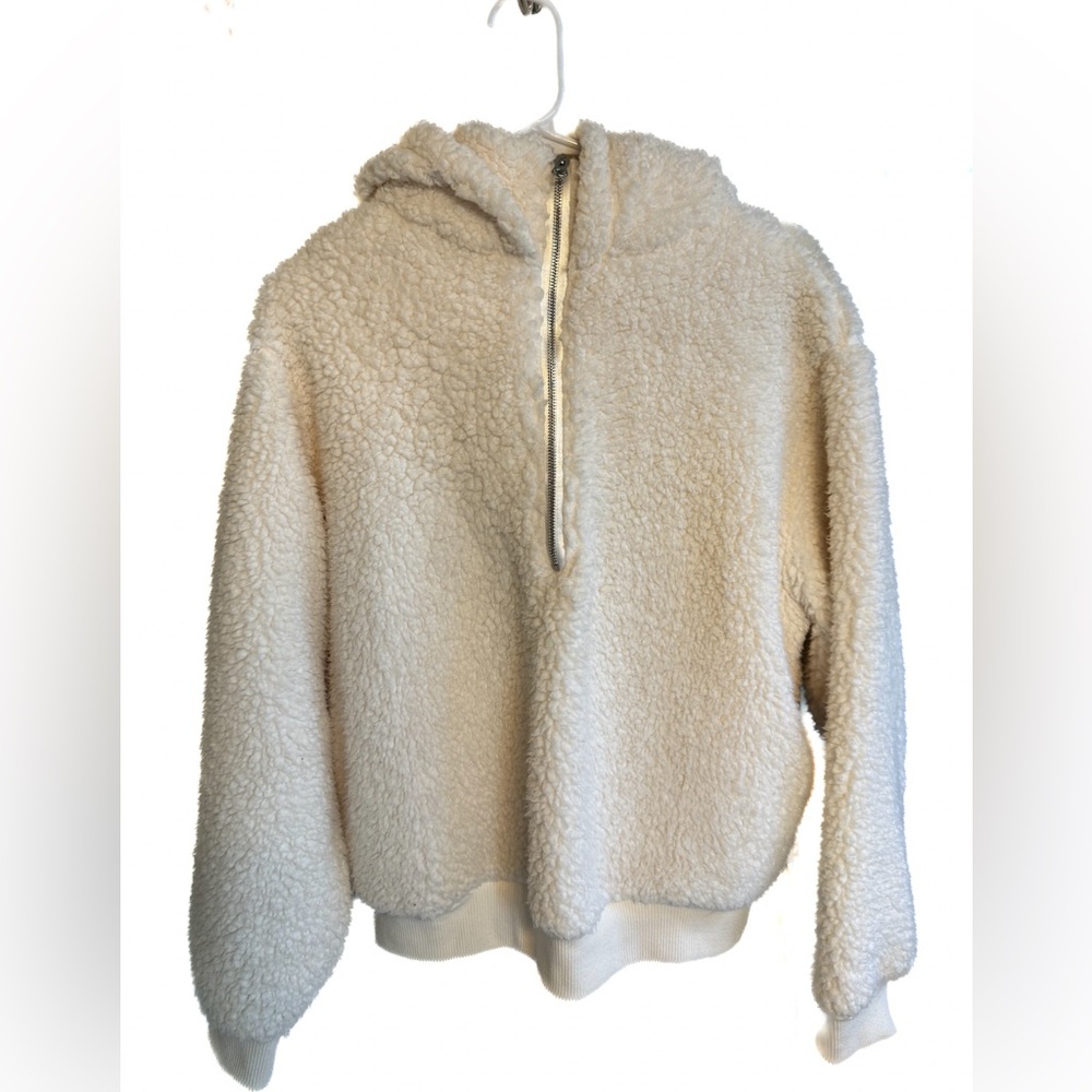 Victoria Secret Sherpa Half Zip Hoodie ivory white